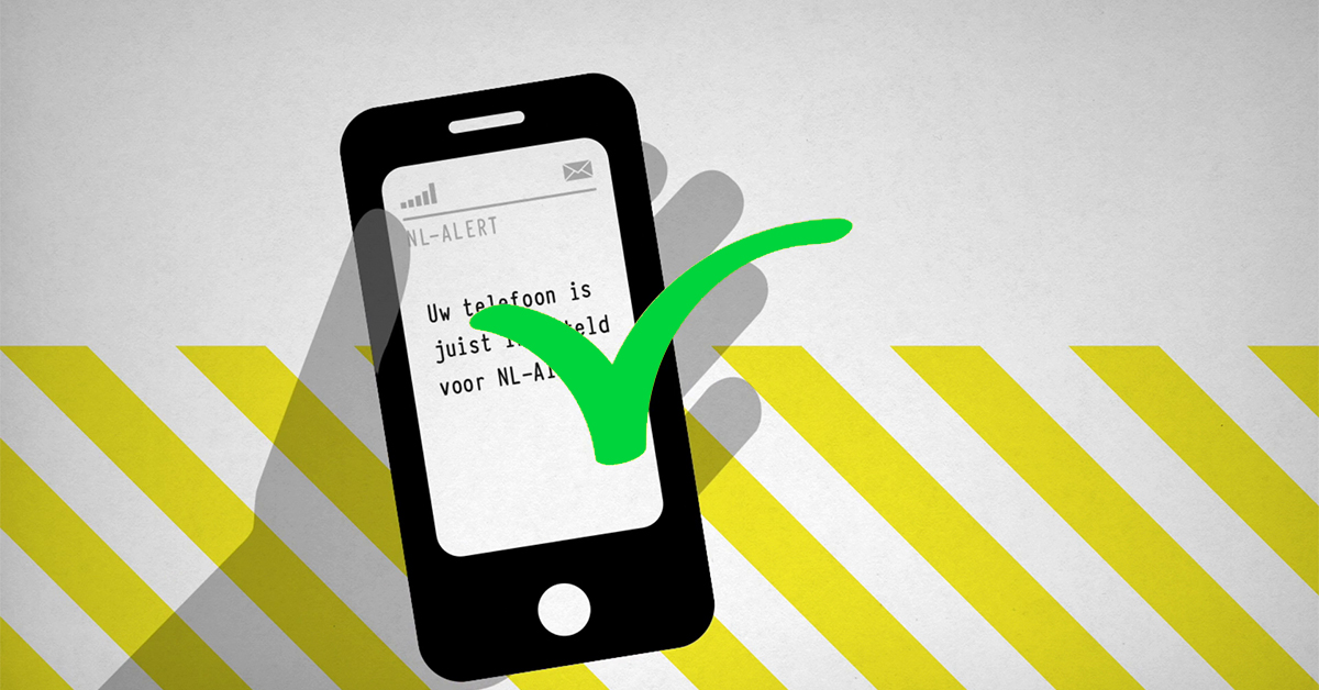 Telefoon met melding over correcte installatie NL-Alert