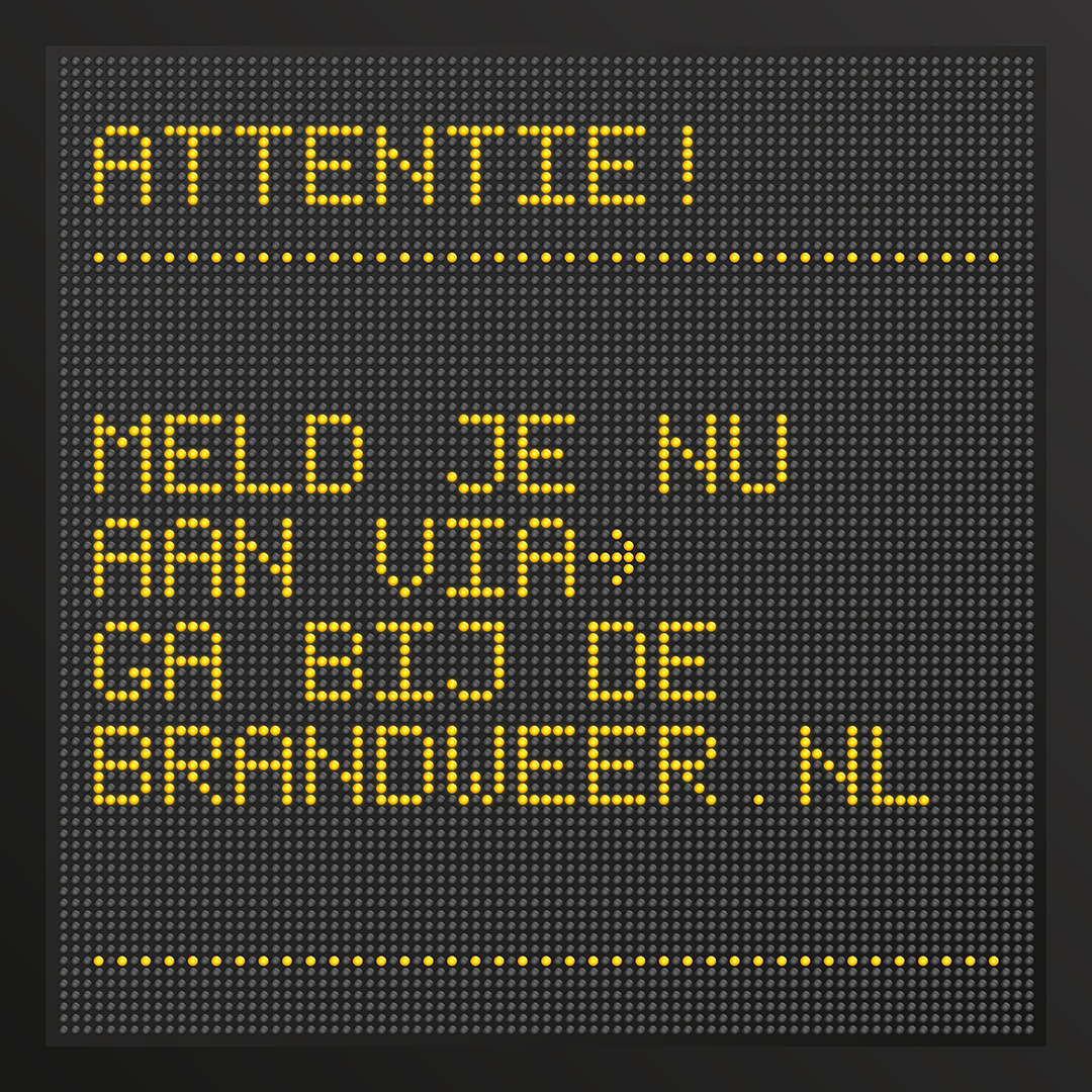 matrix bord met oproep om mensen te laten solliciteren bij www.gabijdebrandweer.nl.