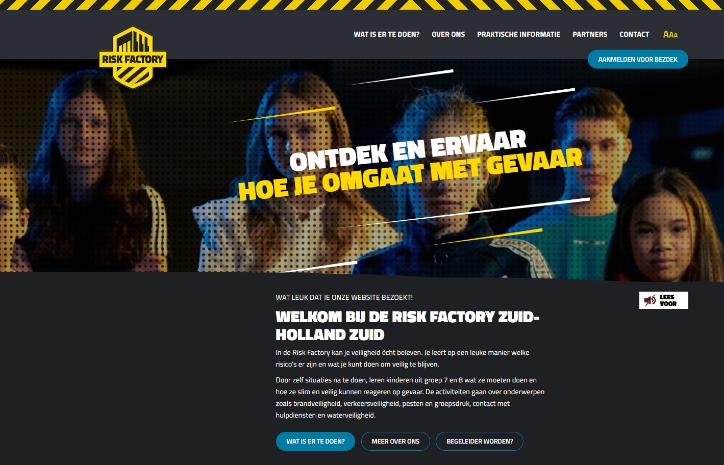 homepage van de Risk Factory