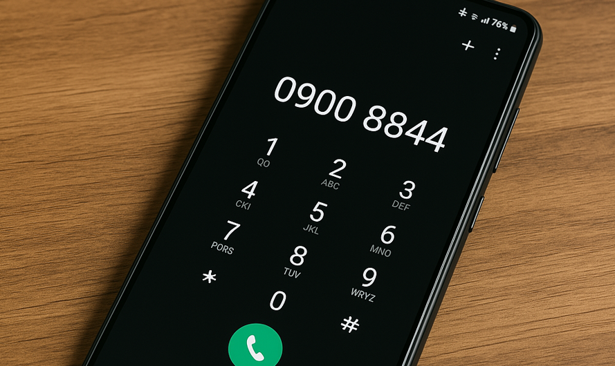 Smartphone met display van het politienummer 0900 8844