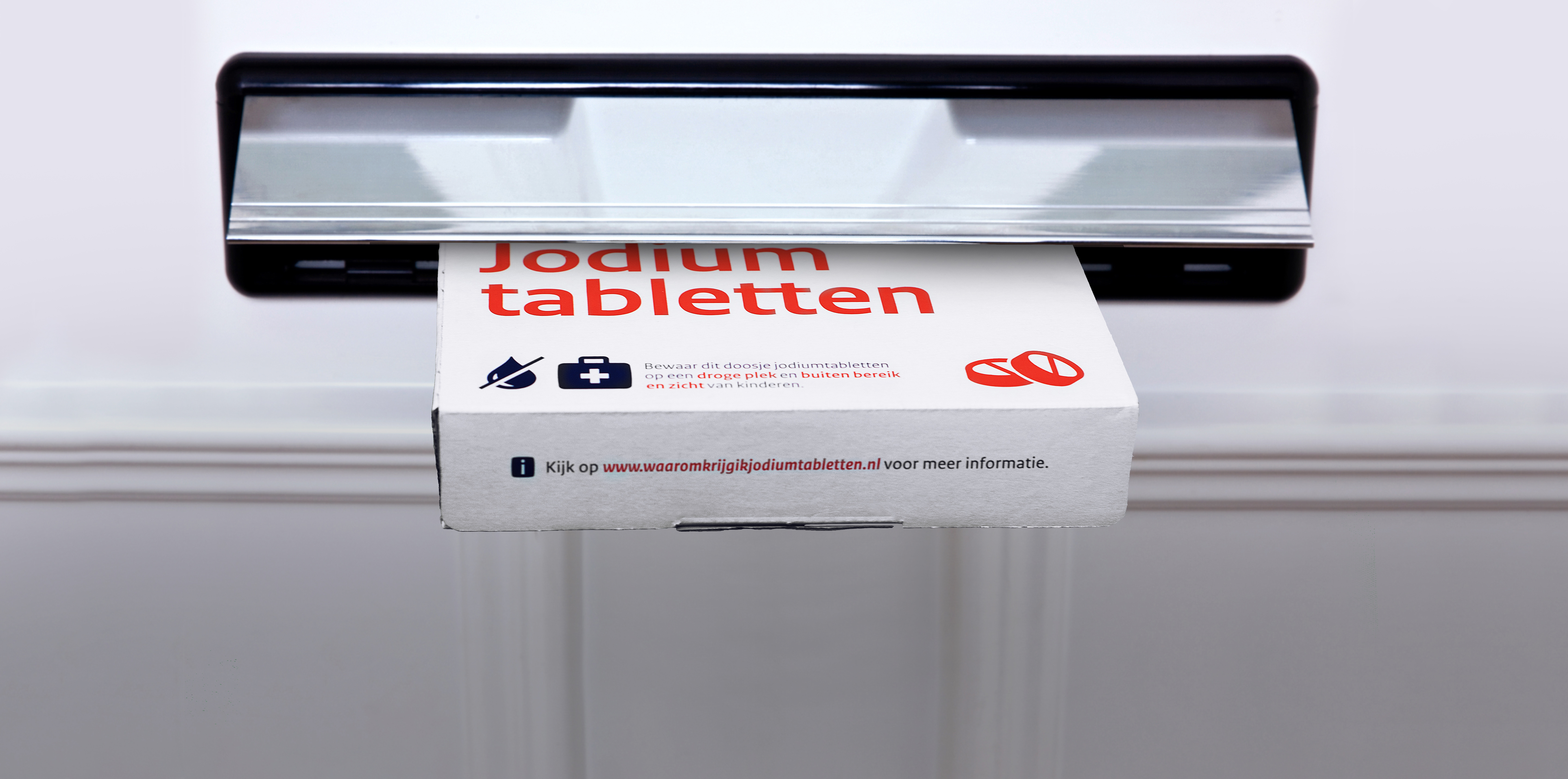 Jodium tabletten door brievenbus