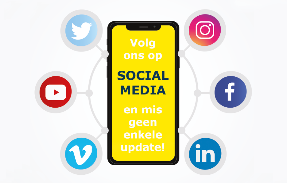 Afbeelding van een smartphone met daarop logo's van social media applicaties