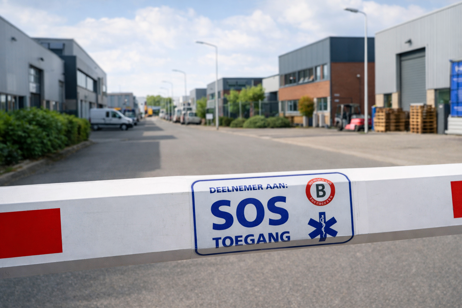 Slagboom met daarop het logo van SOS Toegang